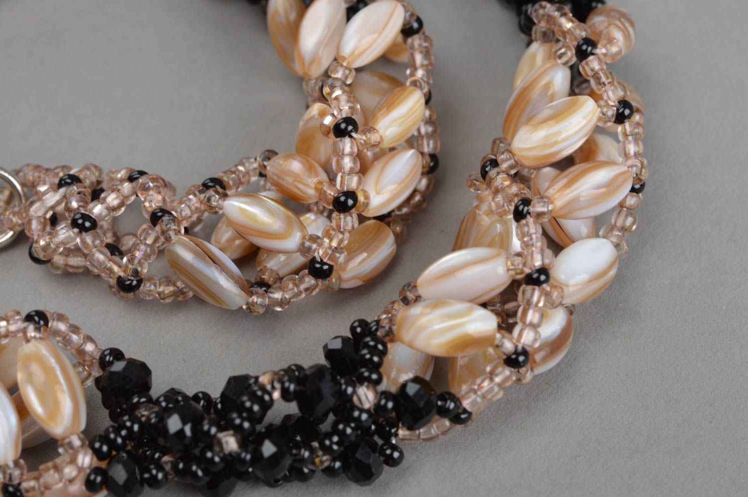 Necklace with cat's eye stone beads handmade beautiful female jewelry photo 5