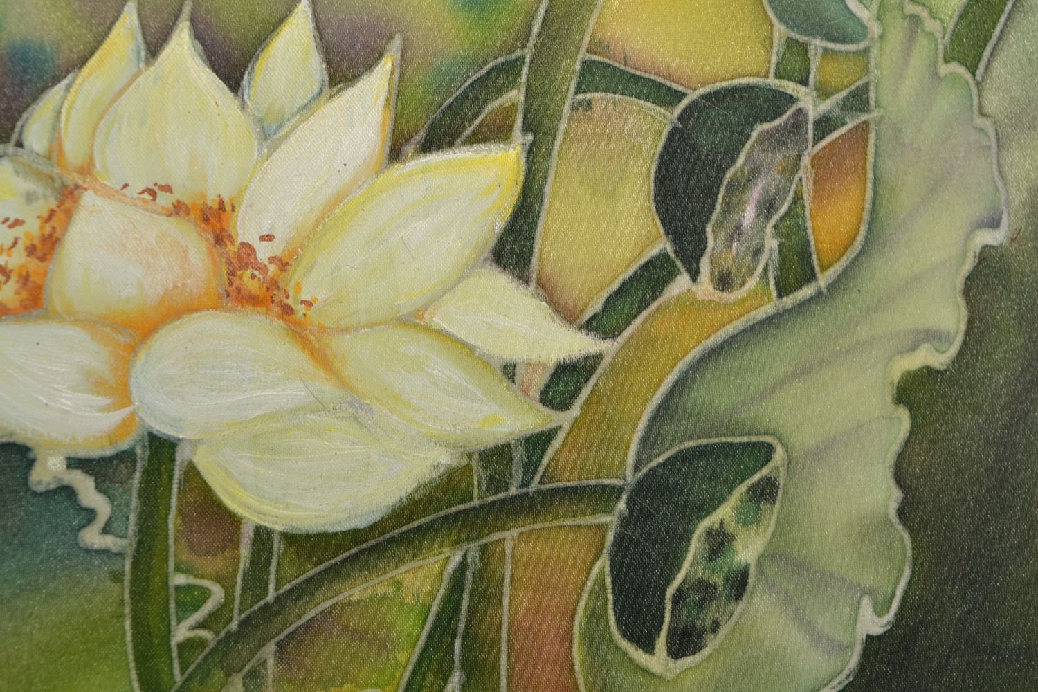 Acrylic painting on silk basis Lotuses photo 4