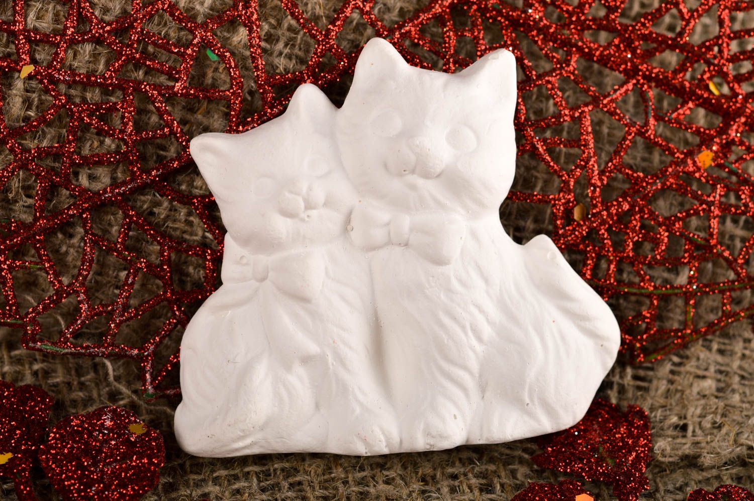 Figurine en plâtre faite main Statuette décorative chats Loisirs créatifs photo 1