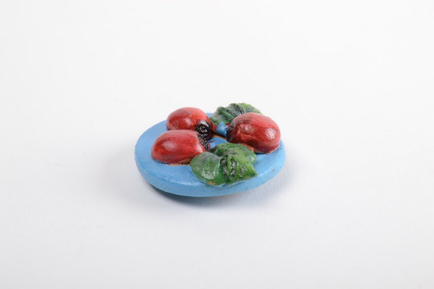 Handmade ceramic fridge magnet unusual round souvenir cute painted home decor photo 5