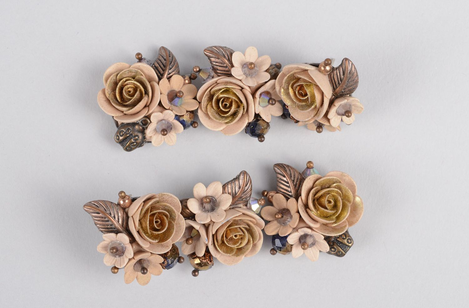 Effektvolle Blumen Ohrringe handmade Polymer Schmuck Ohrringe für Damen foto 3