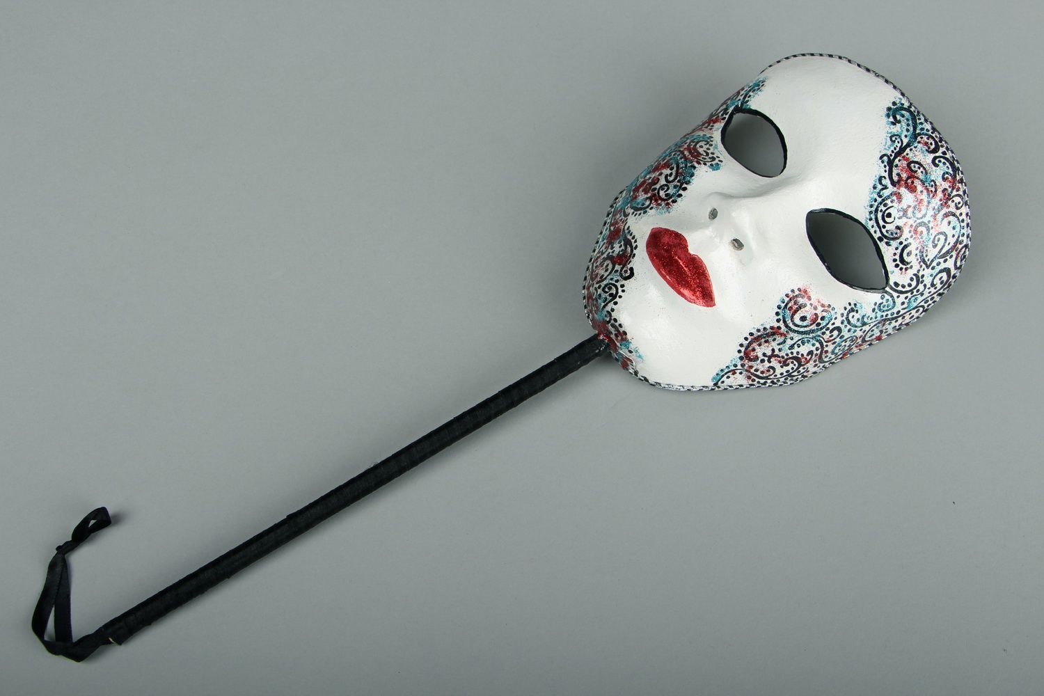 Carnival mask with a wooden handle Lady photo 2