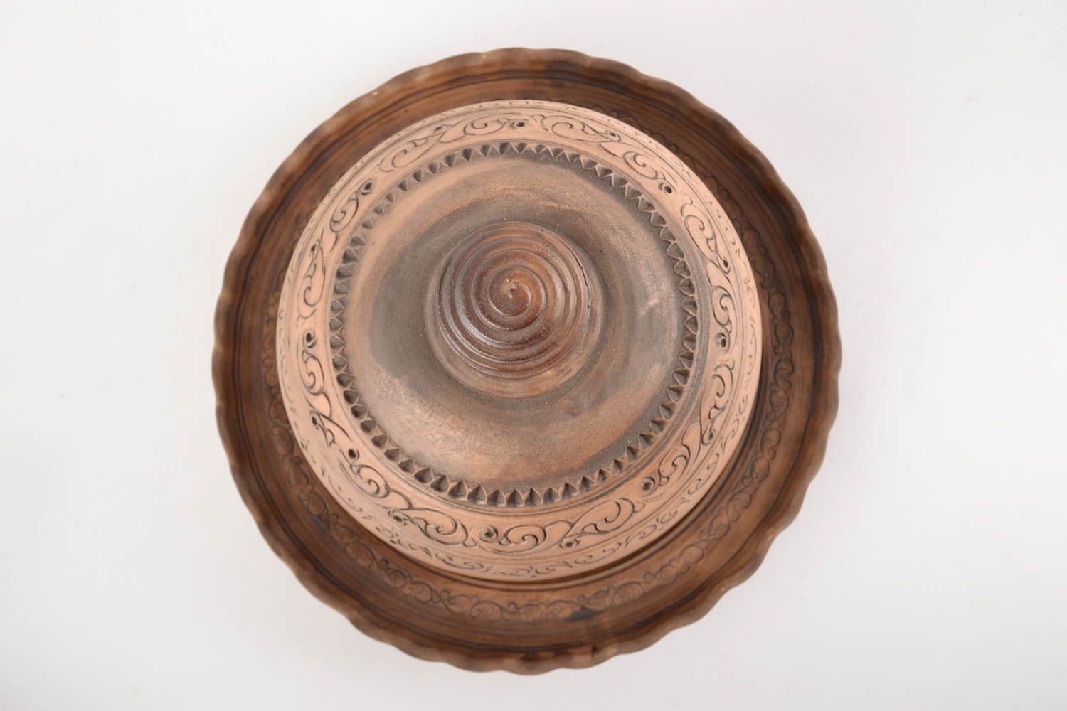Panetière en céramique faite main belle poterie originale 2 litres grande photo 3