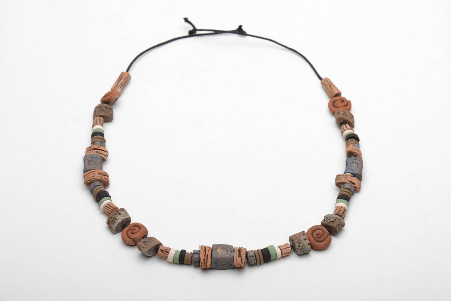 Handmade ceramic bead necklace photo 4