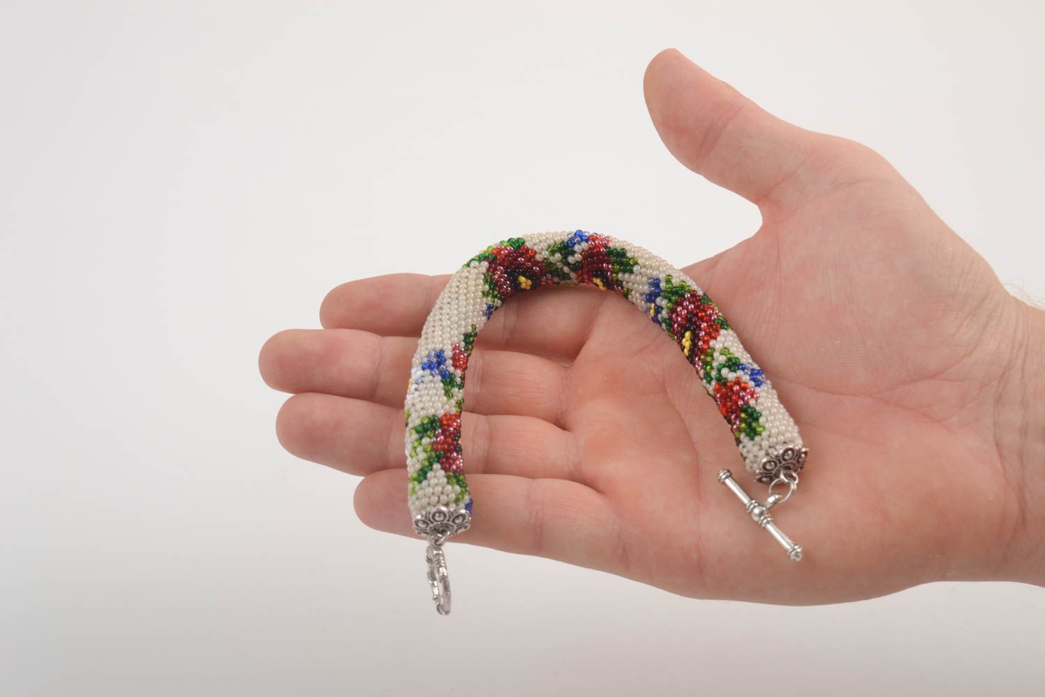Handmade beaded wrist bracelet elegant beaded cord stylish accessory gift photo 4