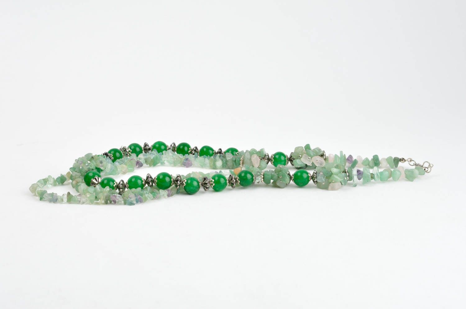 Collana di pietre naturali fatta a mano originale di moda bigiotteria verde foto 2
