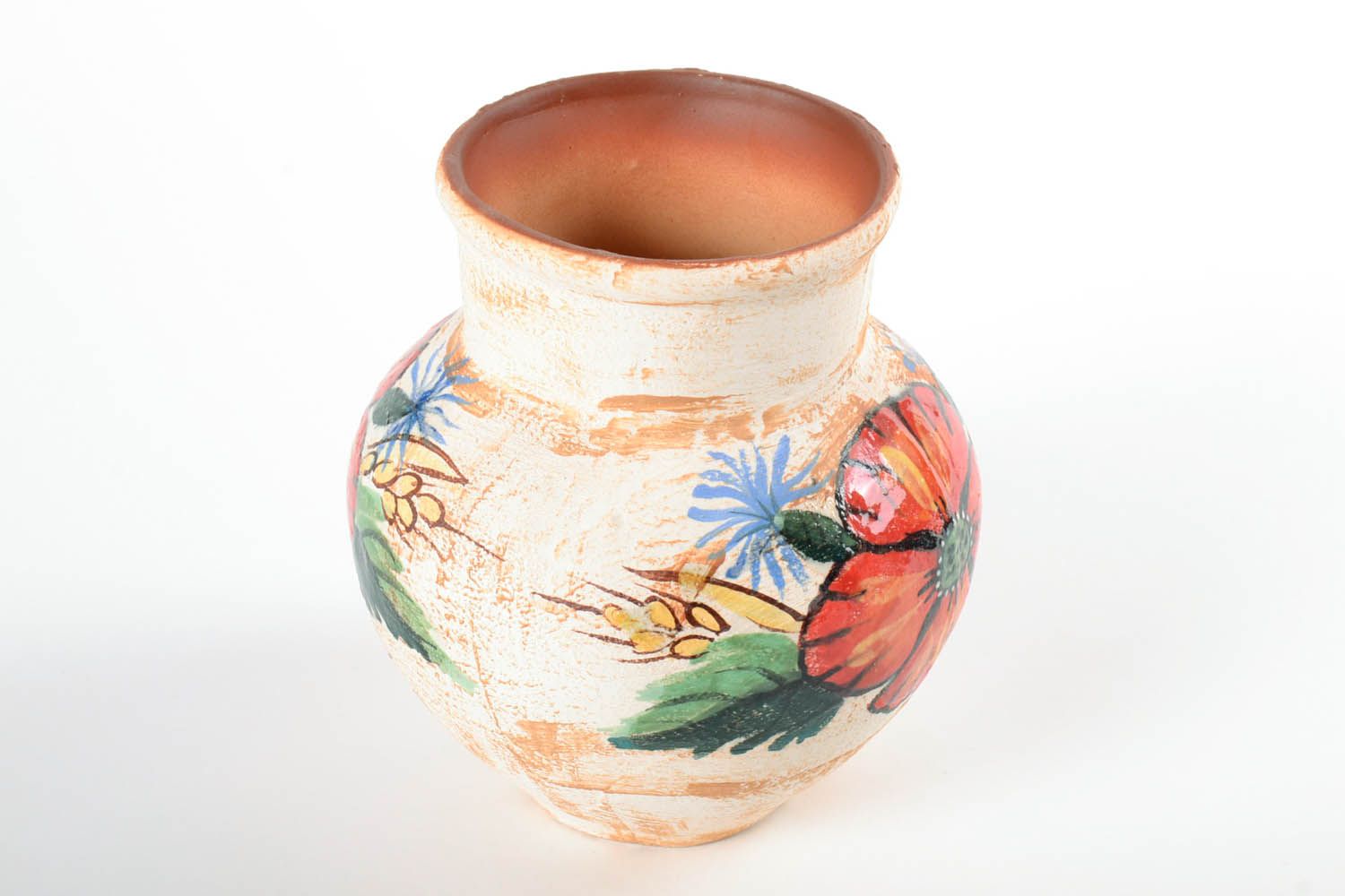 30 oz ceramic handmade village-style milk jug with floral décor 2 lb photo 4