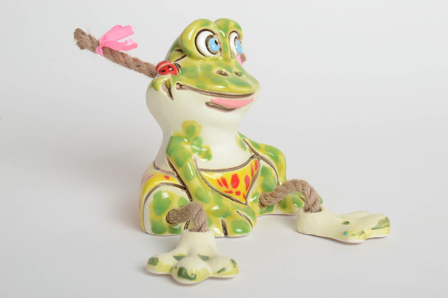 Handgemachte Keramik lustige Spardose Ton Deko Geschenk für Kinder bemalt Frosch foto 2