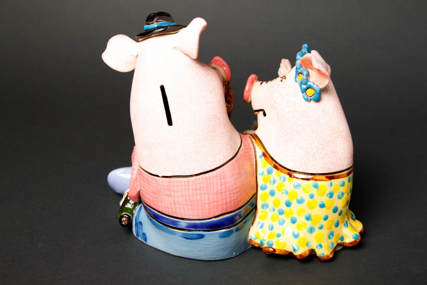 Spardose Schwein handgemachte Keramik lustige Spardose Ton Deko für Interieur foto 5