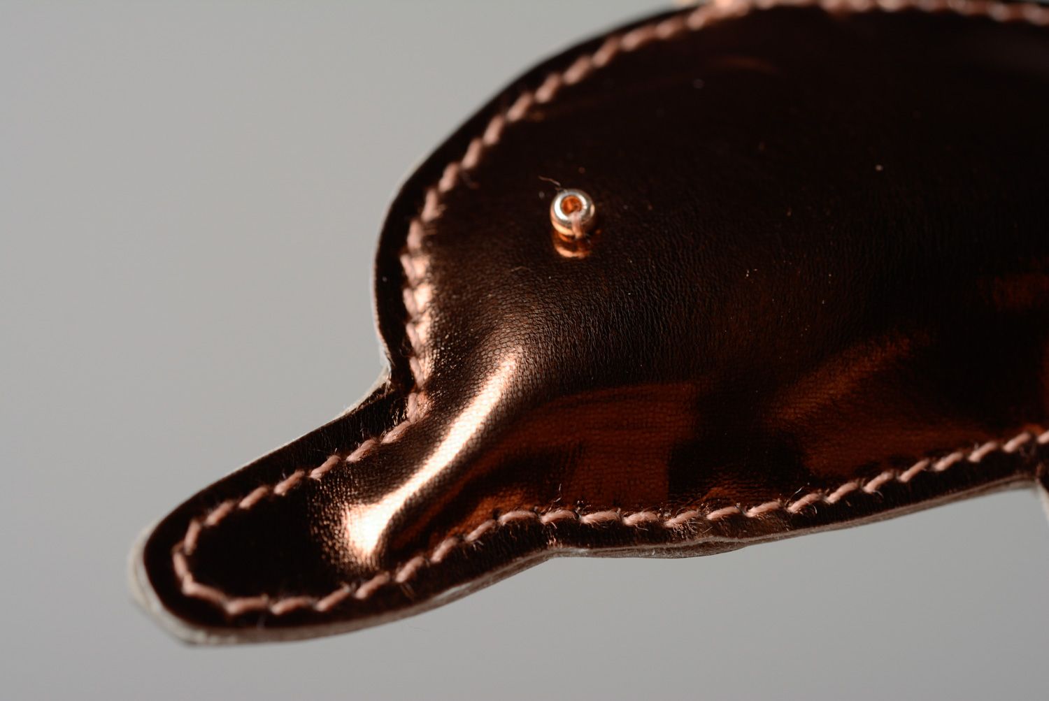 Homemade genuine leather keychain Dolphin photo 2