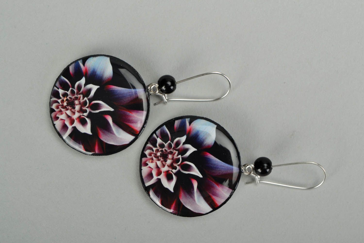 Polymer clay earrings Attractive Flower photo 2