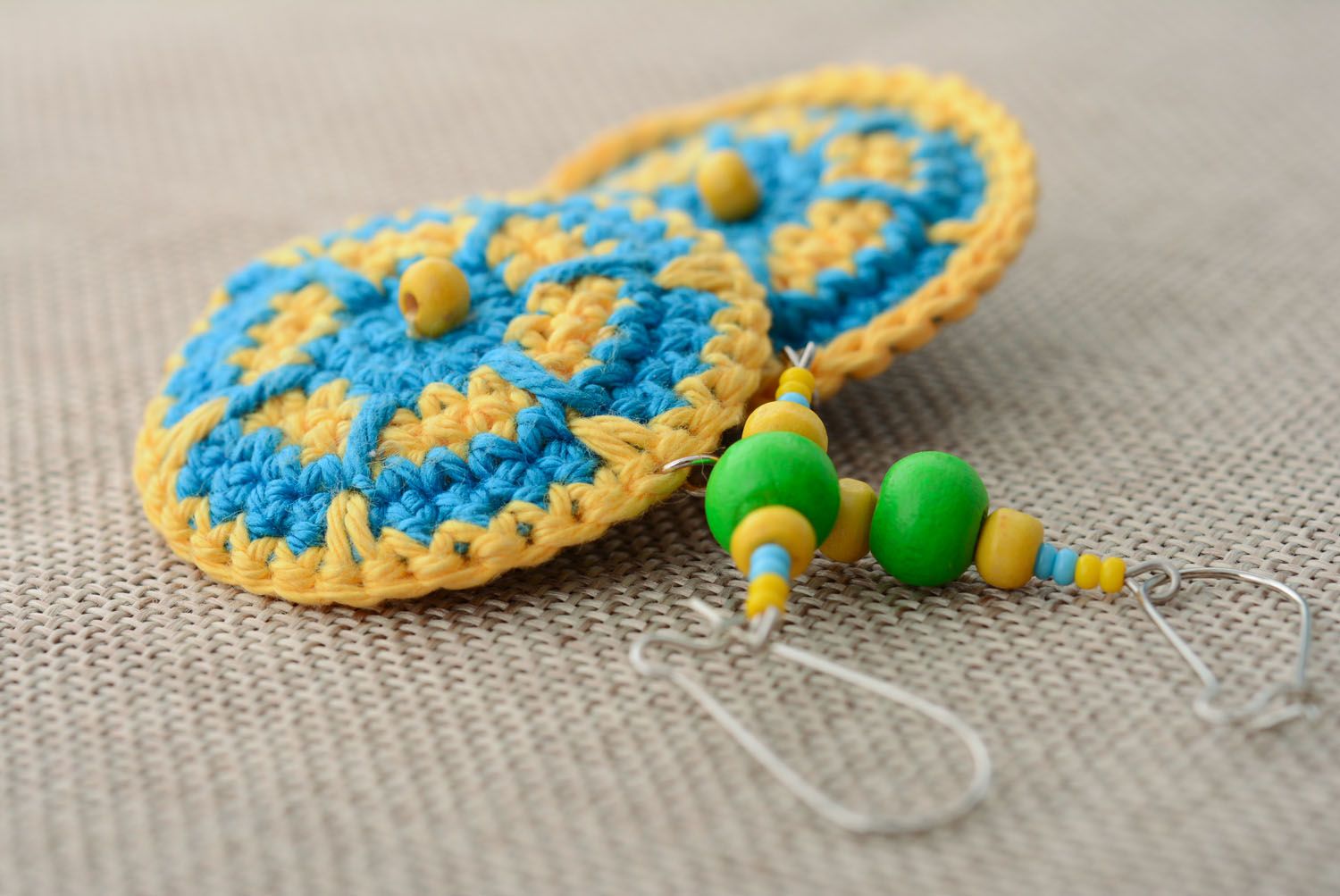 Crocheted round earrings photo 2