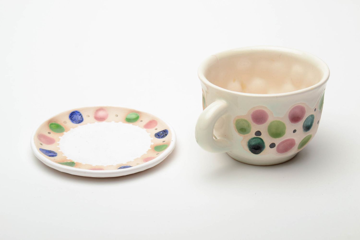 Keramik Tasse mit Unterteller Handarbeit foto 3
