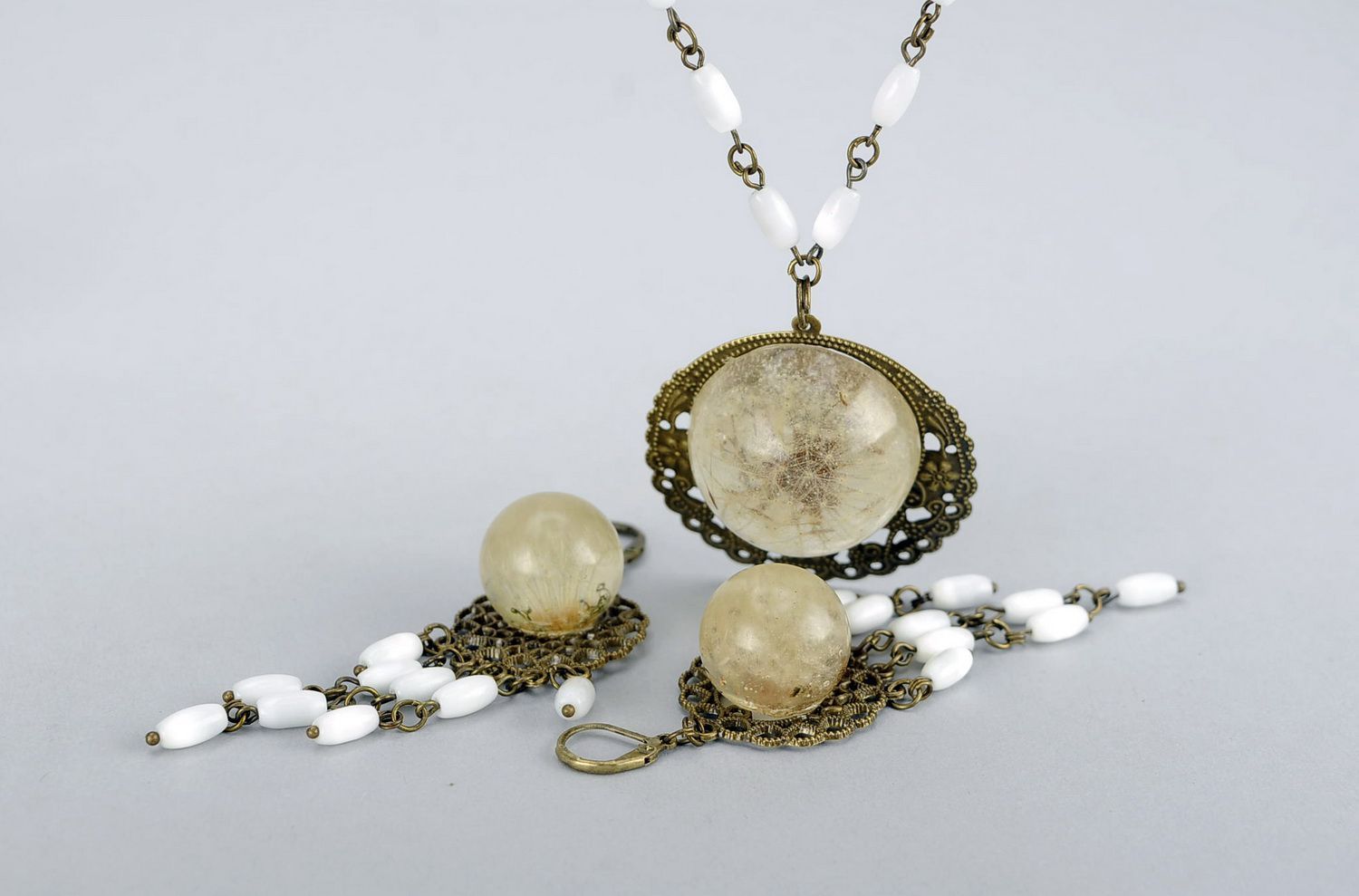 Set de joyas vintage con resina epoxi foto 2