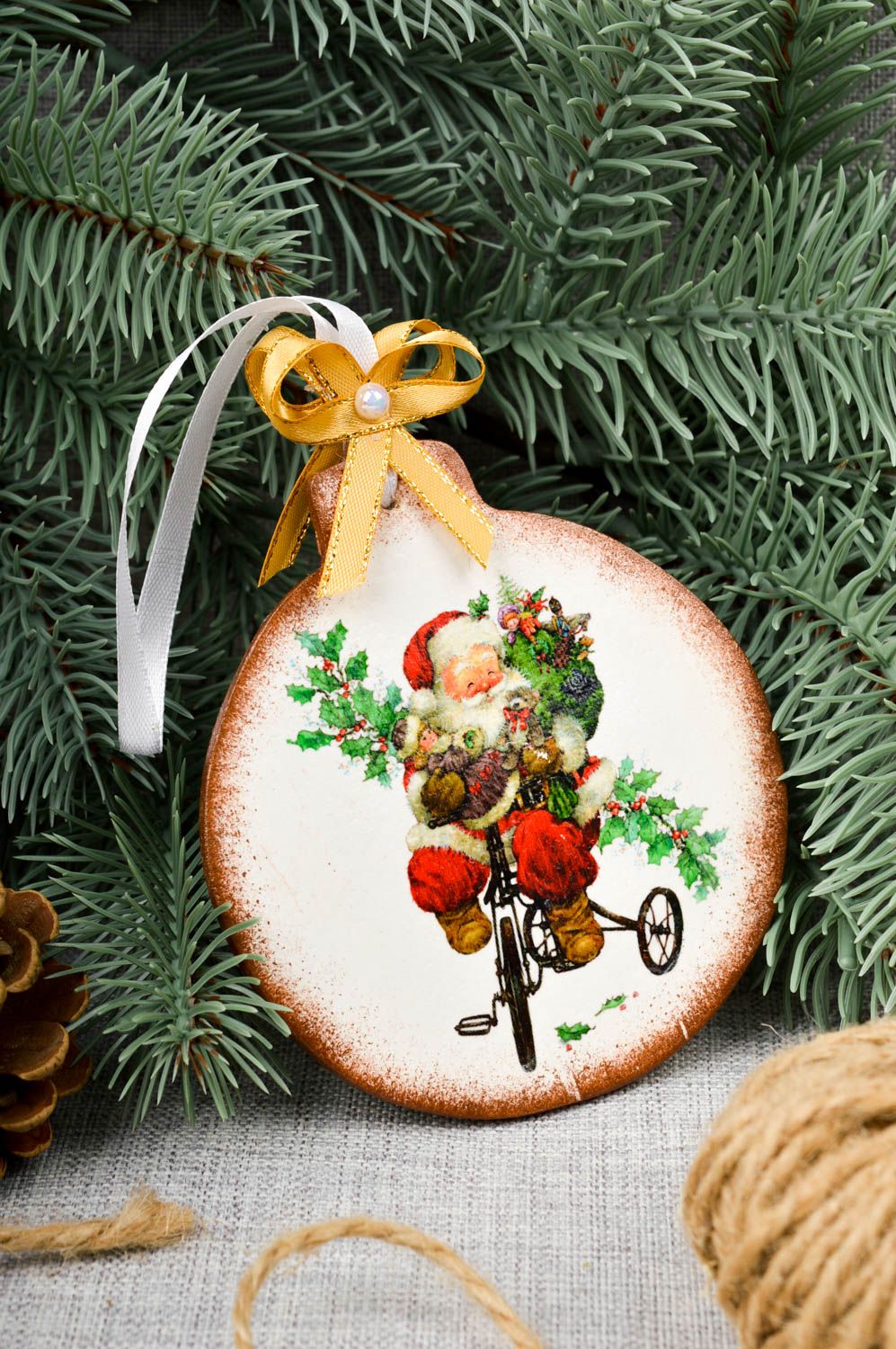 Handmade Christmas ball with decoupage home decor ideas decorative use only photo 1