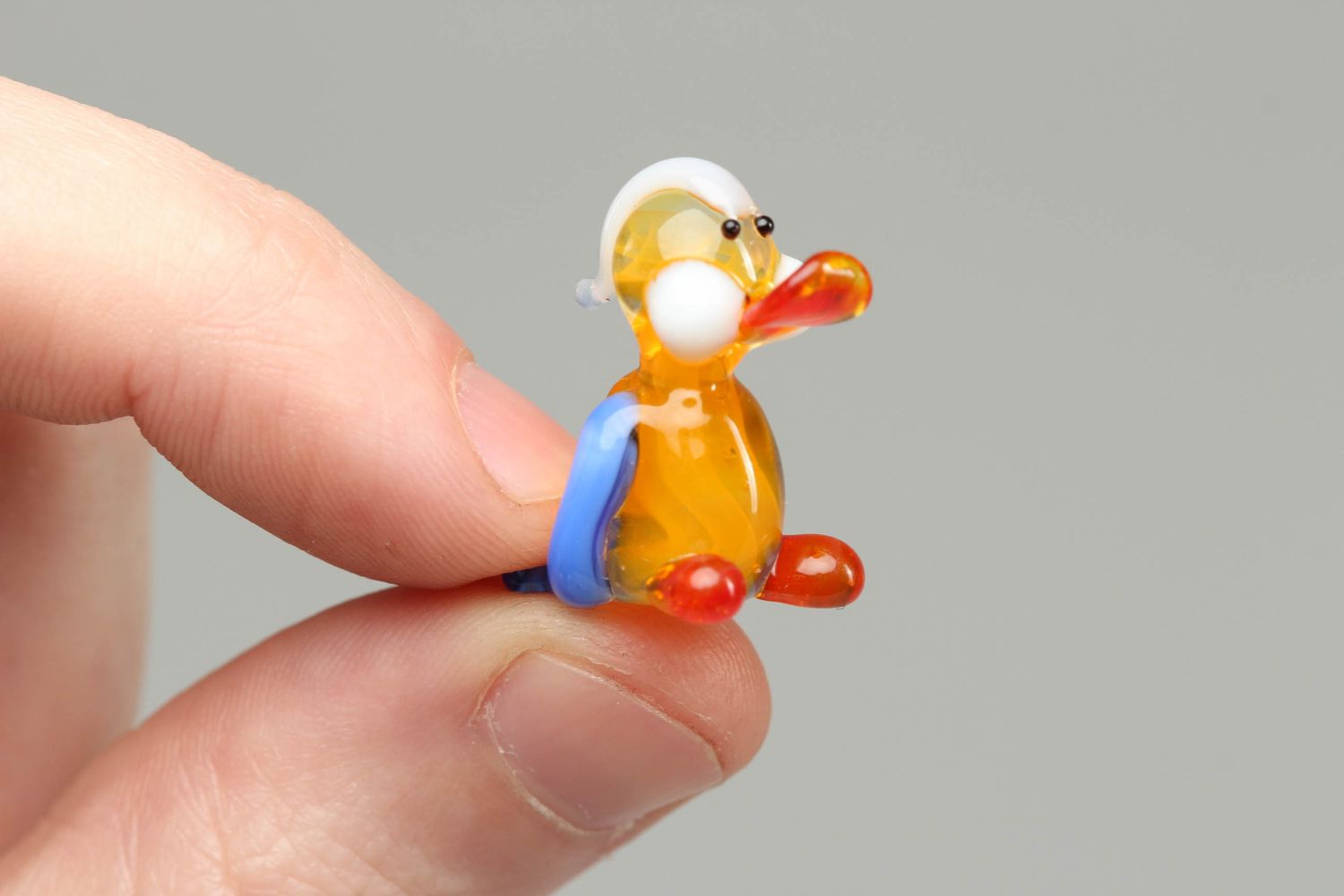 Figura artesanal de vidrio Pato colorado foto 4