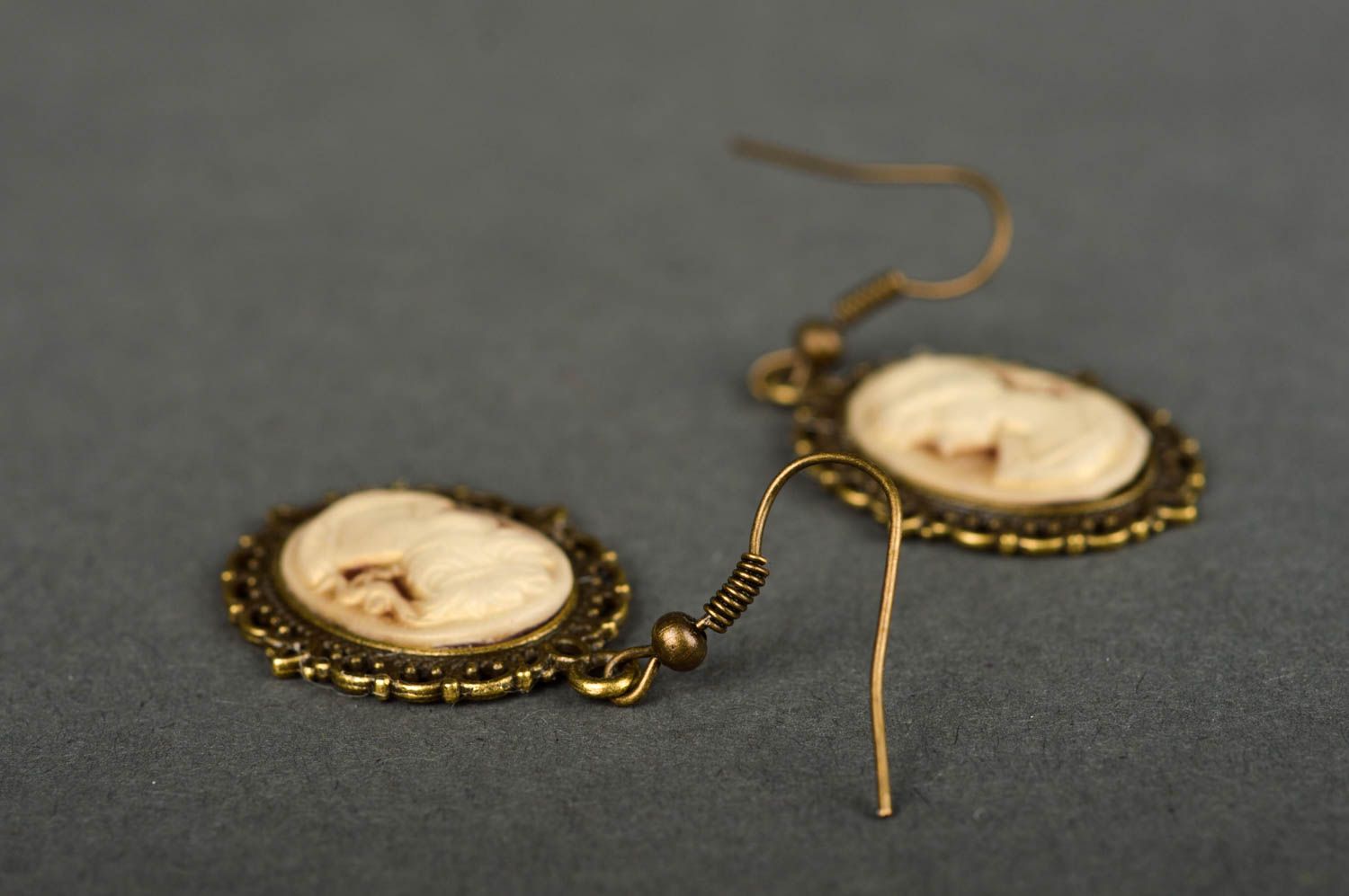 Handmade accessory dangle earrings with cameo fashion earrings women's fashion  photo 4