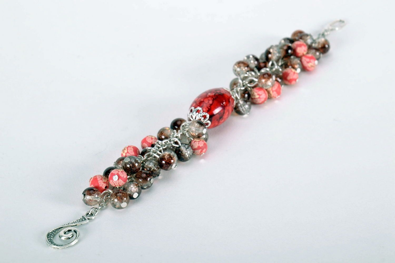 Bracelet made from glass beads and artificial stone photo 3