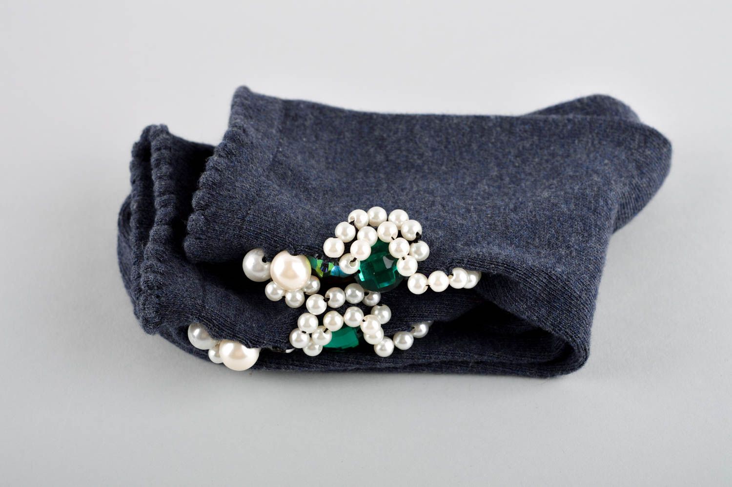 Female handmade socks grey beautiful accessories textile unusual present photo 5