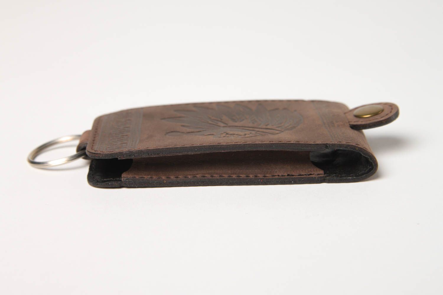 Оригинальный подарок ручной работы кожаное изделие коричневое кожаная ключница фото 4