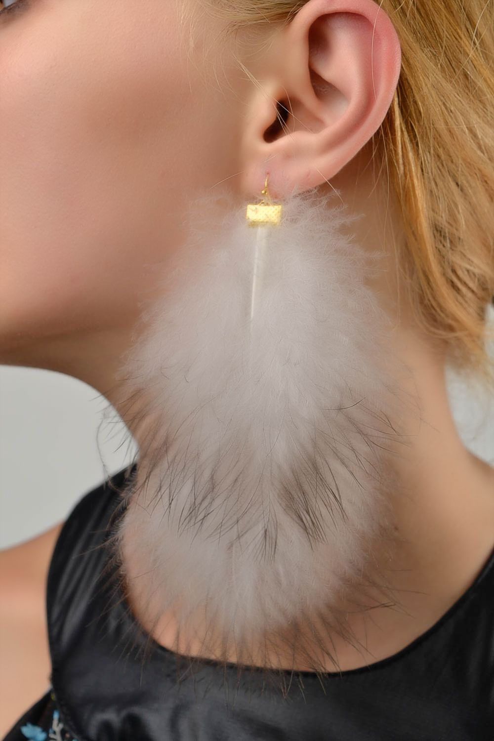 Handmade peacock down earrings luxury designer accessories present for girls photo 2