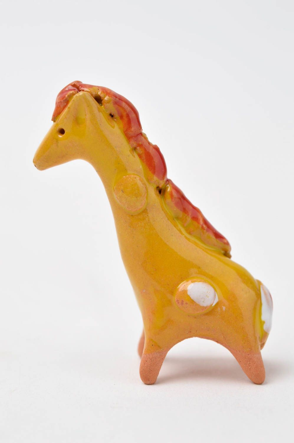 Figurine girafe Statuette miniature fait main en argile peinte Déco maison photo 8