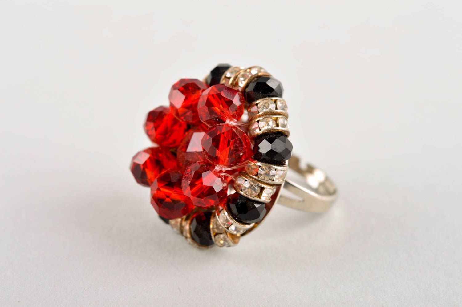 Кольцо ручной работы модное кольцо с хрусталем кольцо из металла красивое фото 2