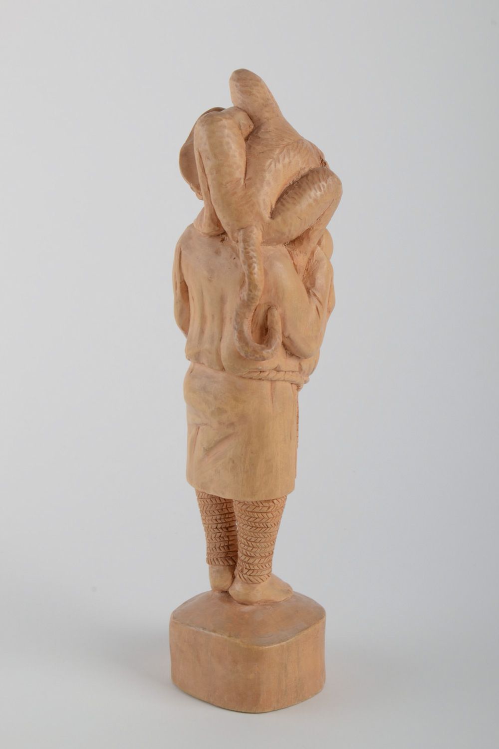 Statuette décorative en bois sculpté faite main originale Homme avec singe photo 3