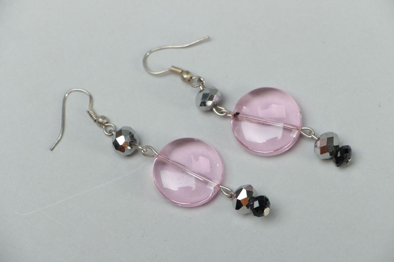 Earrings with plastic transparent beads photo 1