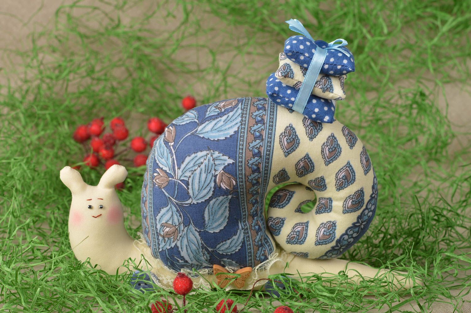 Handmade soft toy housewarming gift cute textile toy cute snail present photo 1