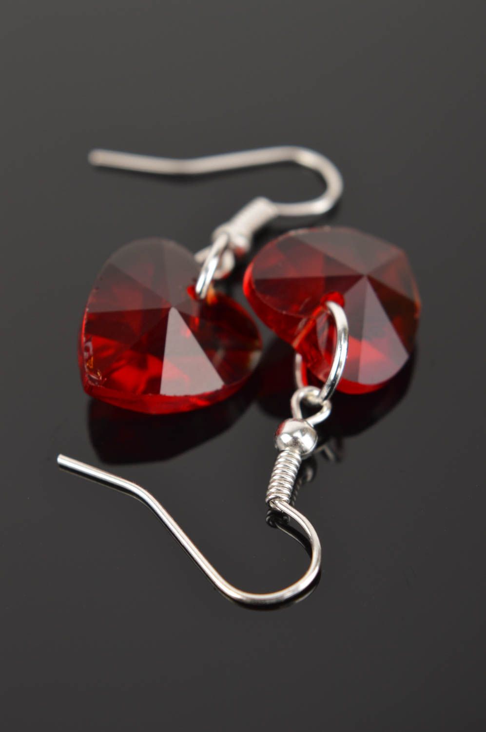 Ohrringe aus Glas handgemachter Schmuck Modeschmuck Ohrhänger schön in Rot  foto 4