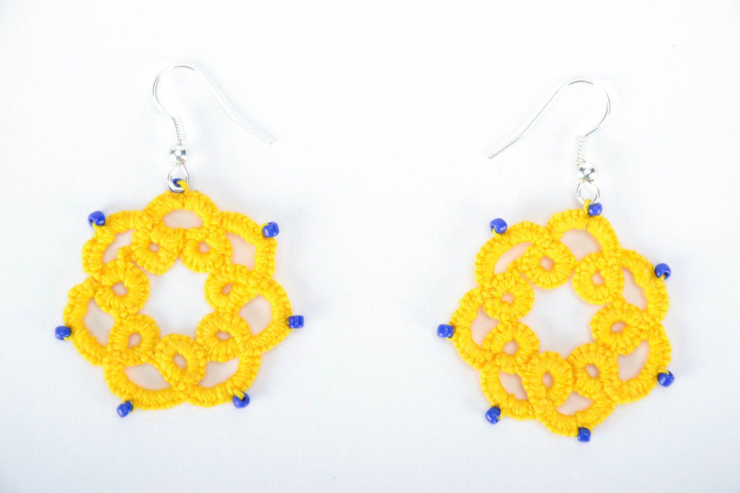 Earrings made from cotton lace Sun photo 1