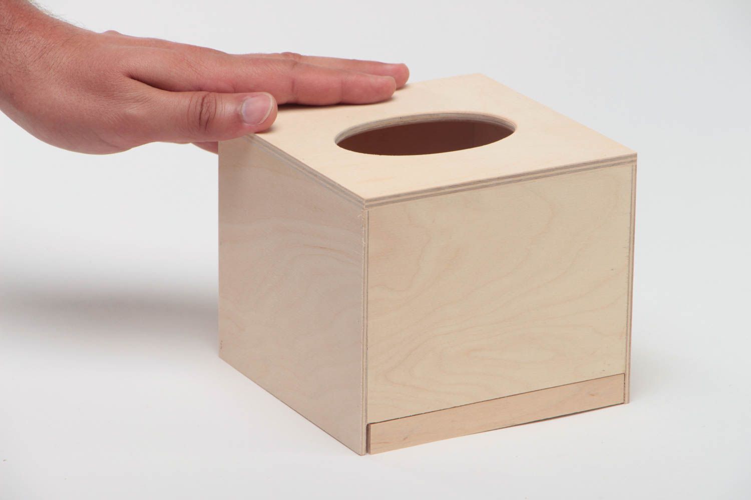 Boîte à mouchoirs en bois brut carrée faite main objet pour serviettage photo 5