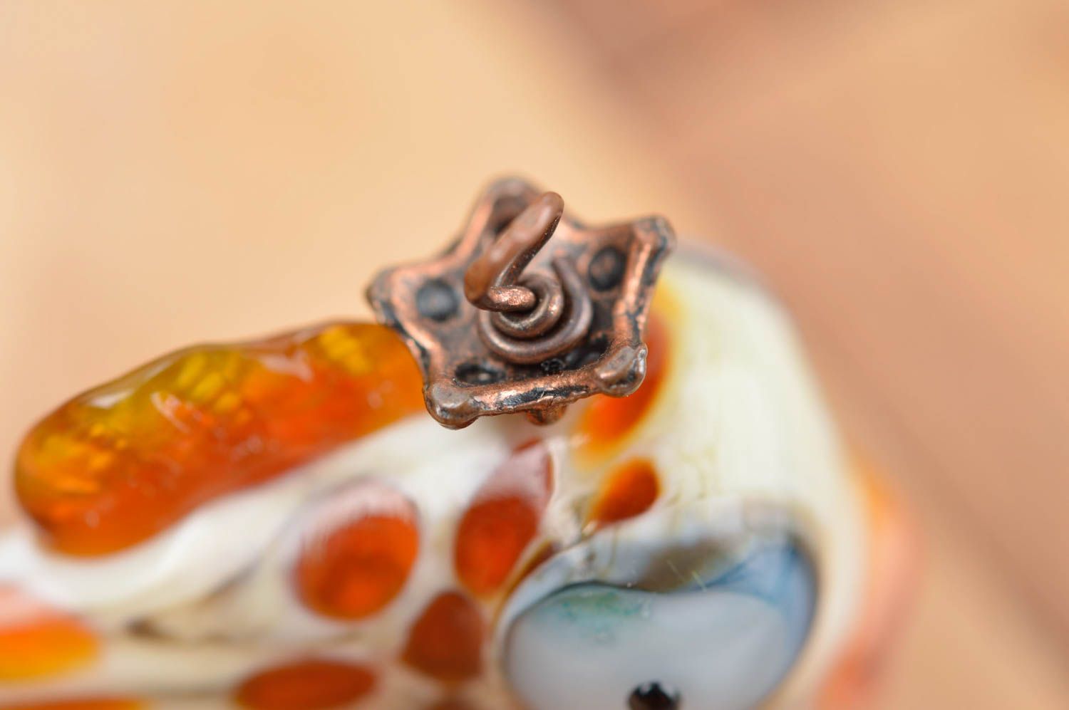 Colgante hecho a mano de cristal de Murano bisutería artesanal con forma de pez foto 4