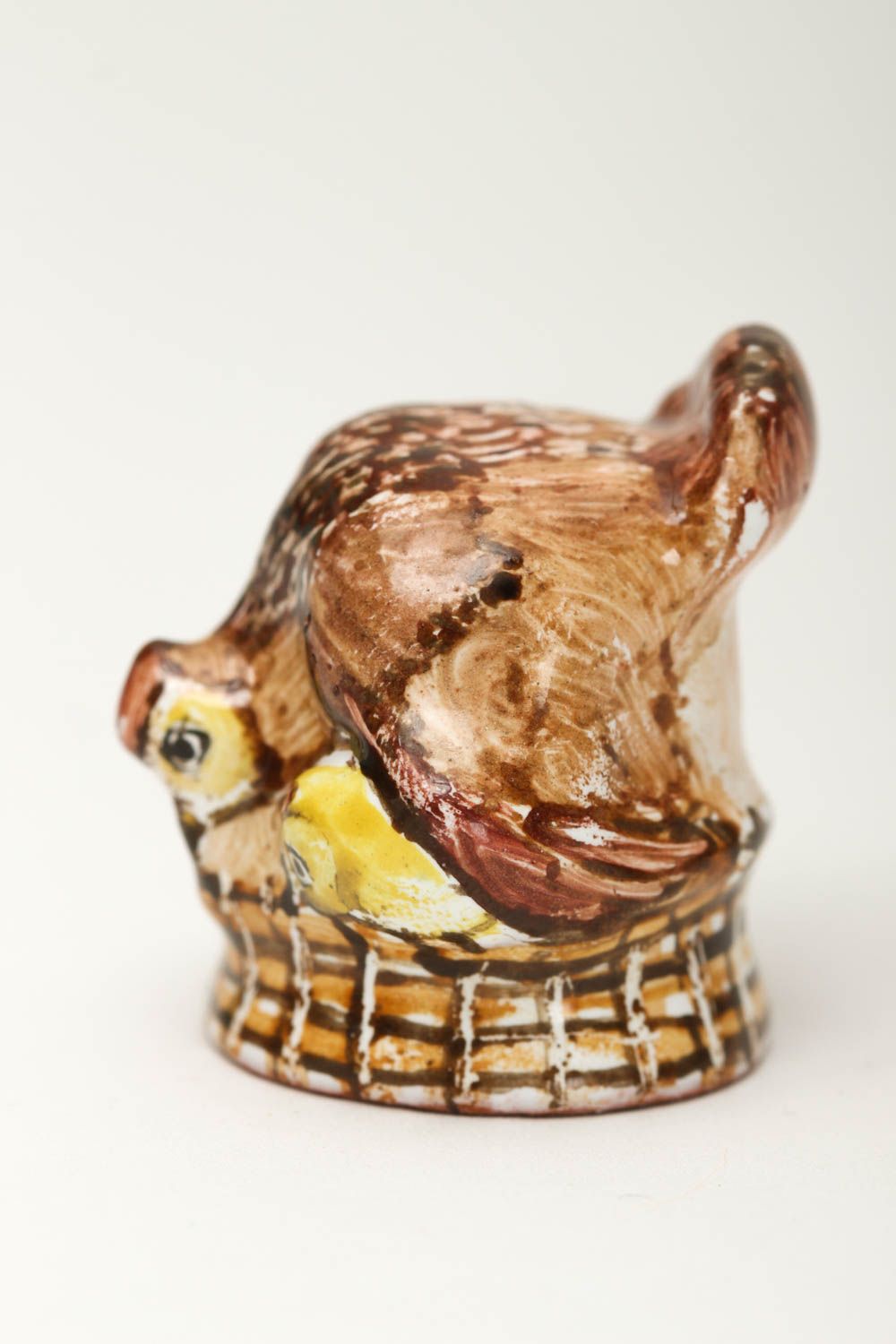 Керамика ручной работы коллекционный наперсток в виде птицы керамическая фигурка фото 2