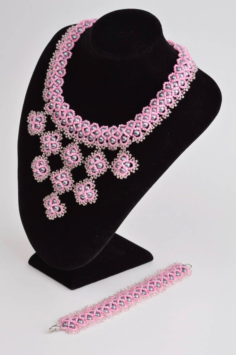 Unusual handmade necklace designer beaded bracelet stylish beautiful jewelry photo 1