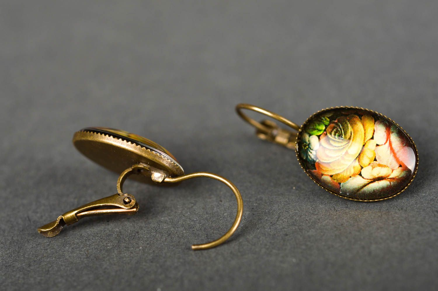 Handmade designer earrings metal dangling earrings jewelry in vintage style photo 4
