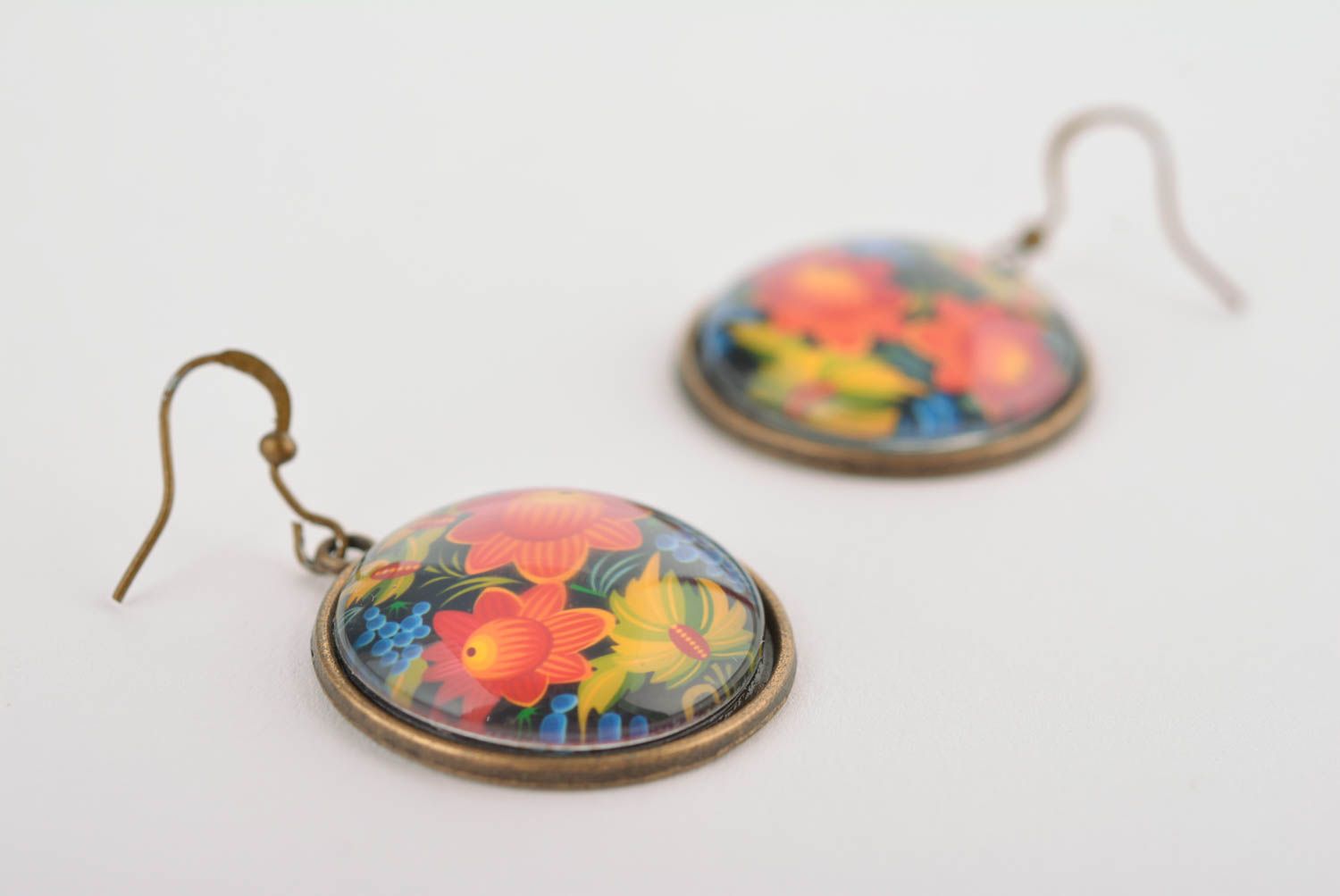 Unusual handmade metal earrings homemade glass earrings accessories for girls photo 4