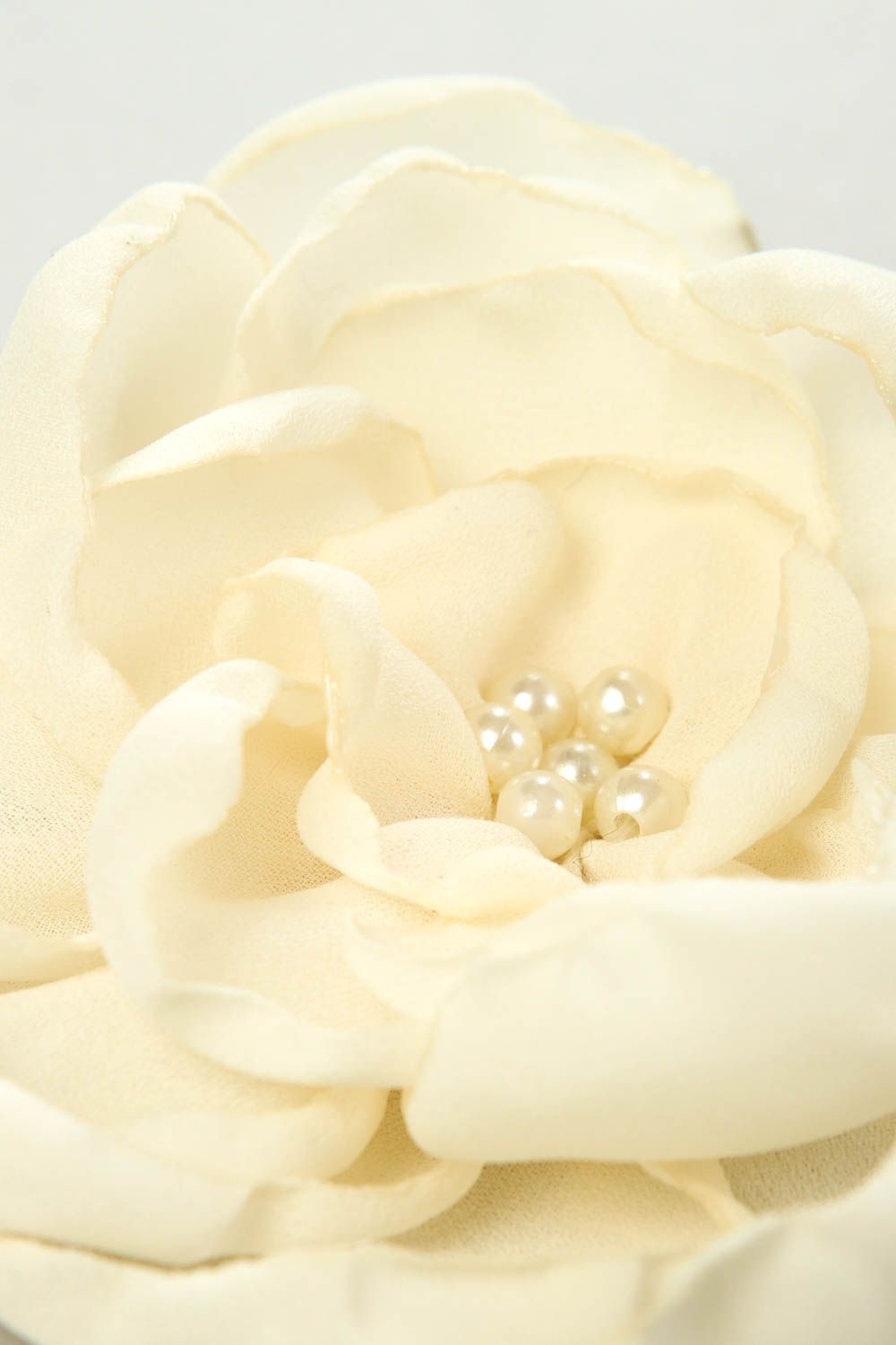Broche fleur blanche Broche faite main textile grande Accessoire femme photo 3