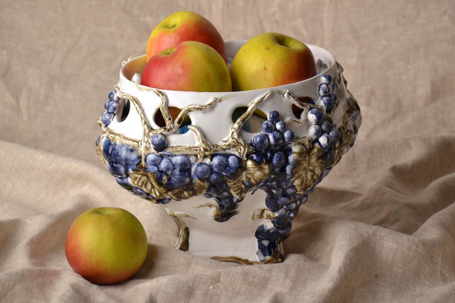 Porte-fruits en céramique original peint à la main photo 1