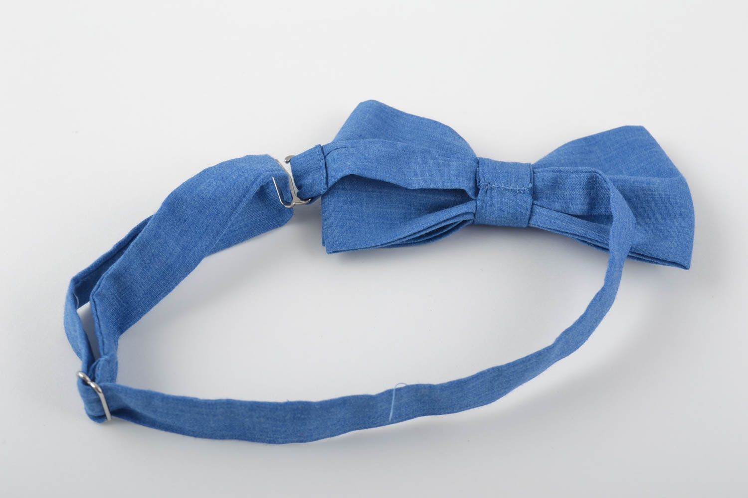 Handmade adjustable cotton fabric bow tie designer blue photo 3