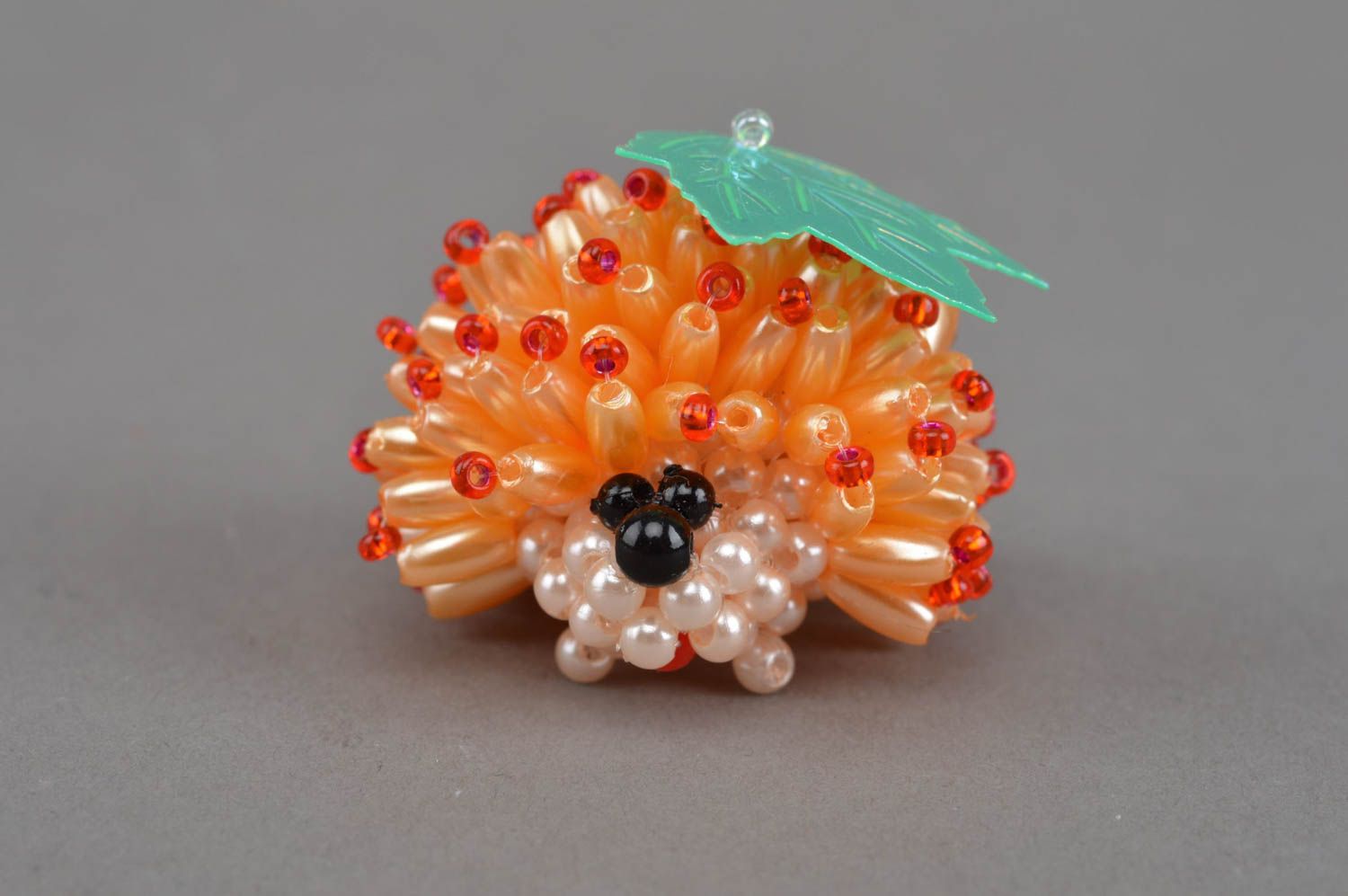 Unusual beautiful handmade designer miniature figurine woven of beads home decor photo 4
