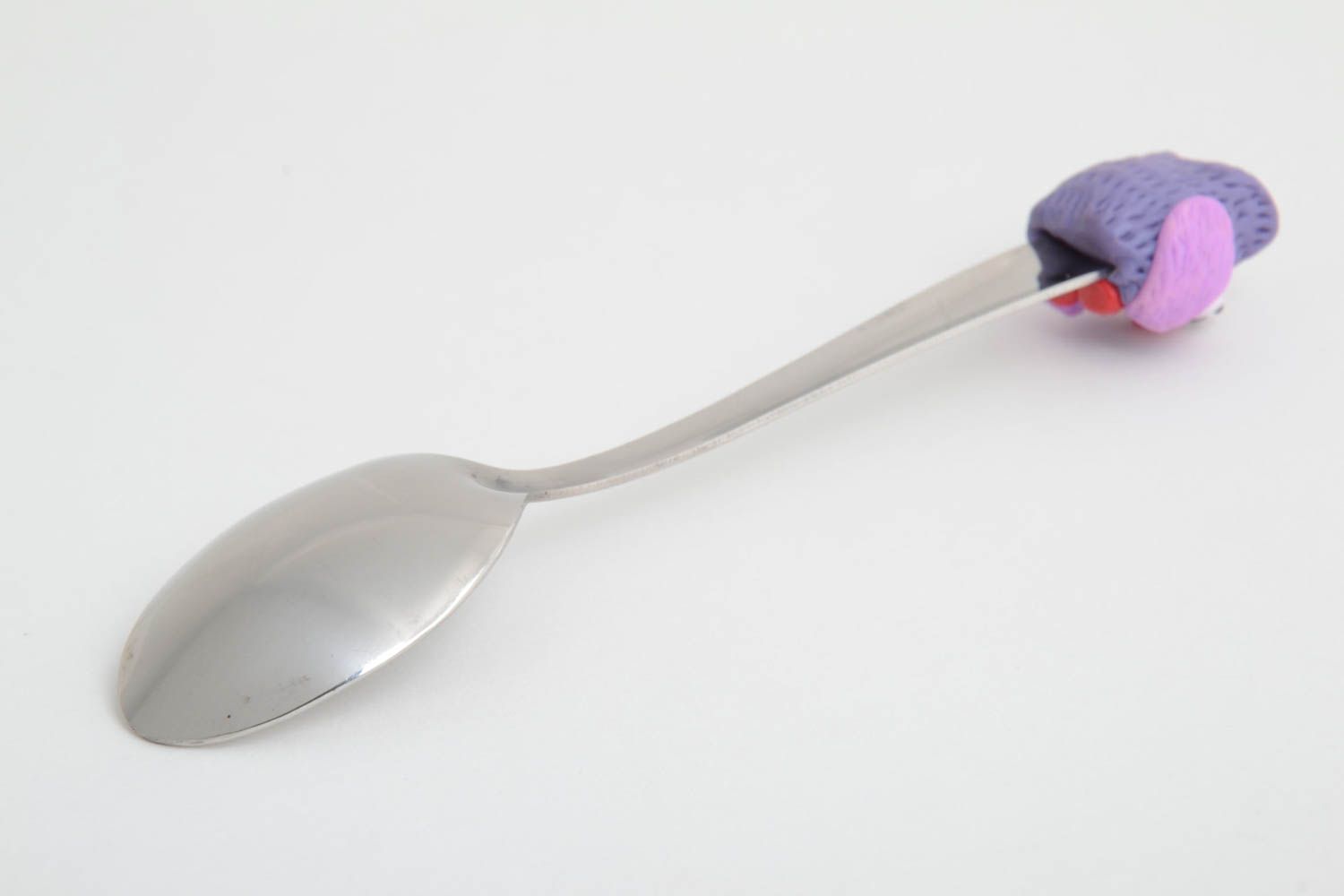 Owl teaspoon with handmade handle made of polymer clay unusual designer gift  photo 3