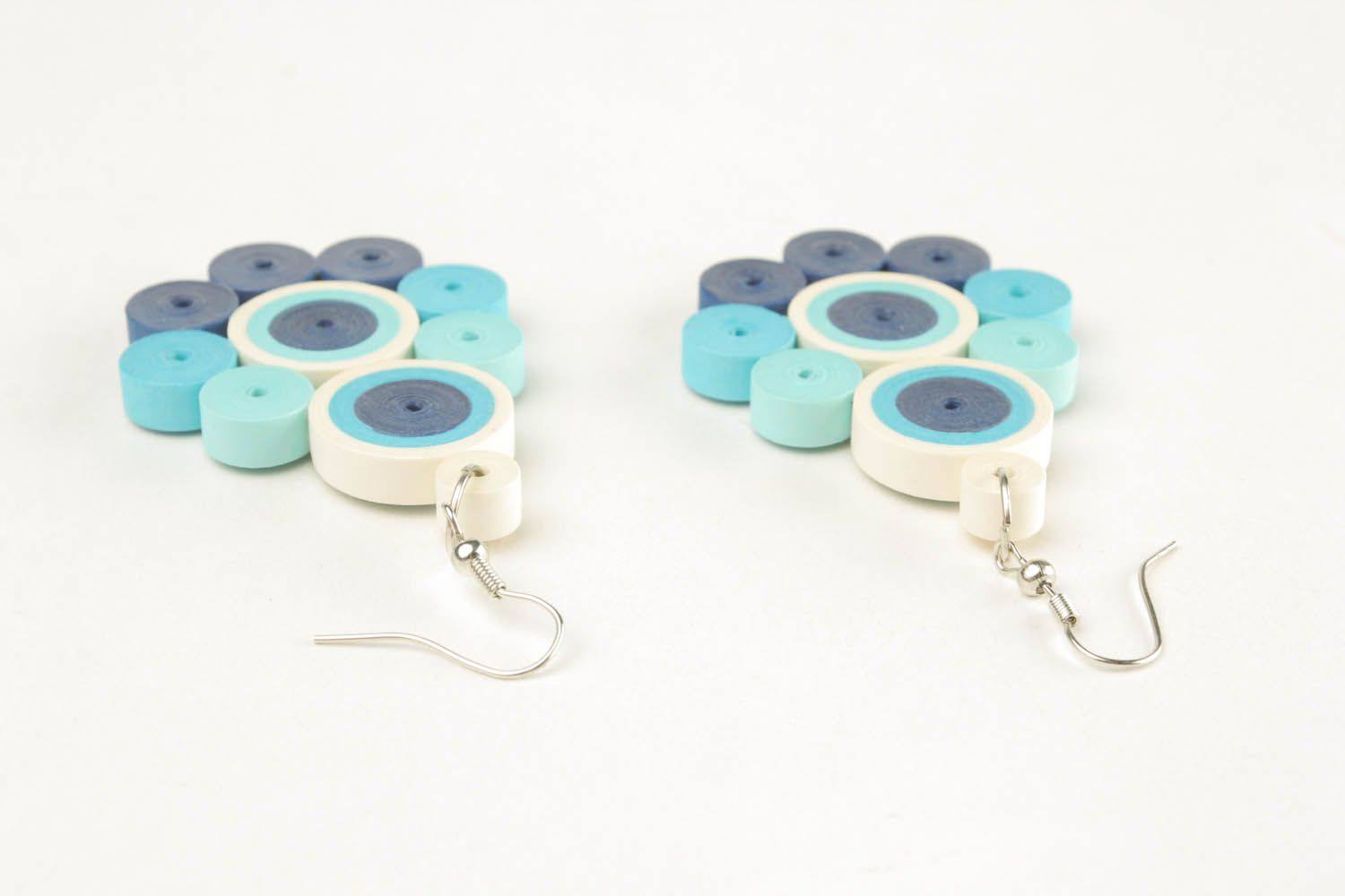 Blue earrings made of paper for quilling photo 3