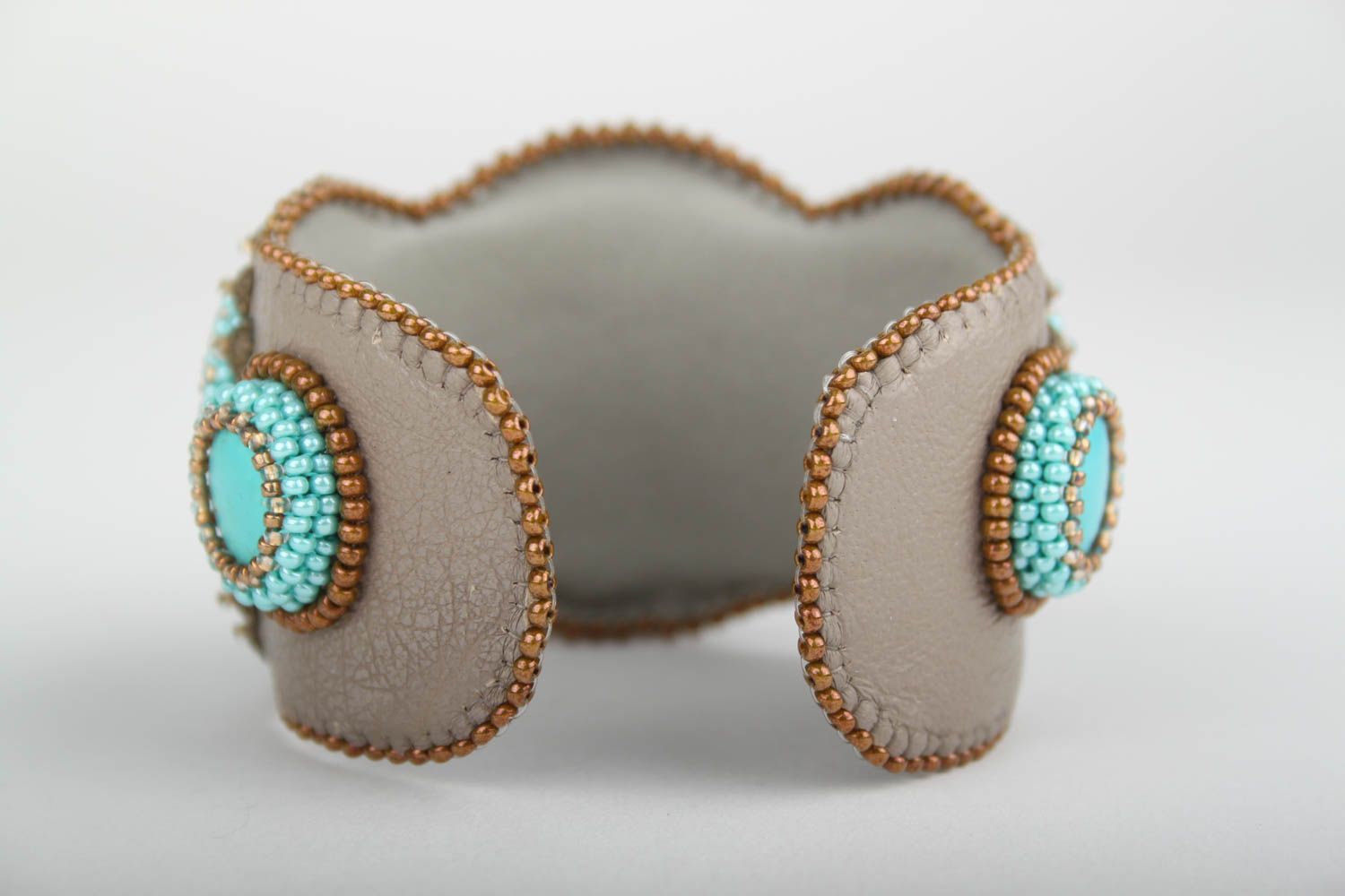 Handmade leather bracelet turquoise bracelet beaded bracelet fashion bijouterie photo 3