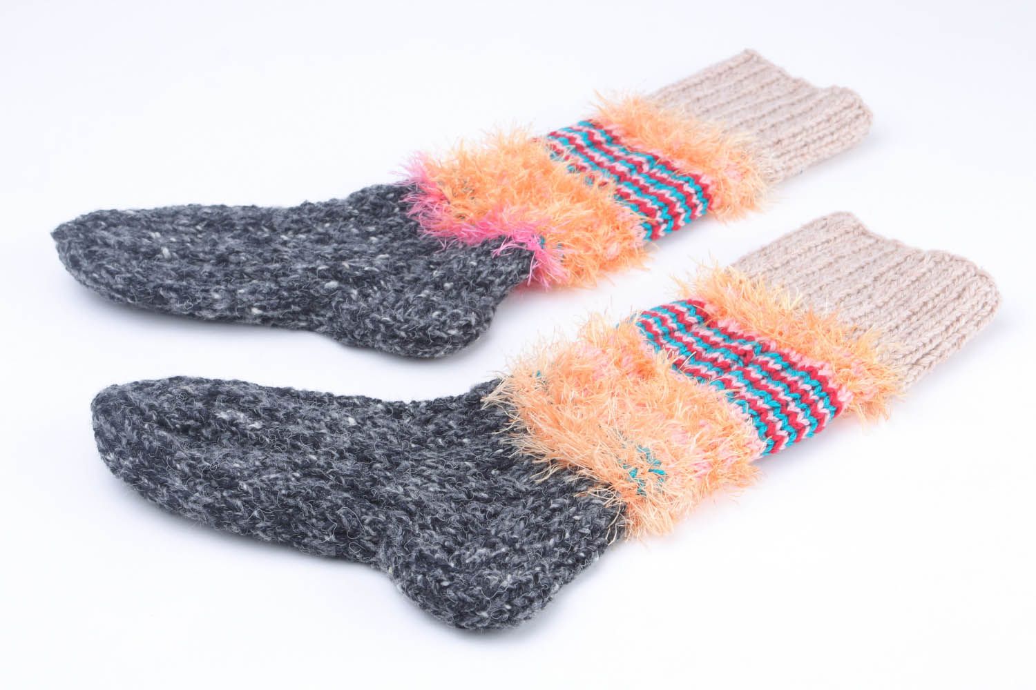 Meias quentes altas tricotadas de lã à mão roupas de mulher artesanais foto 3