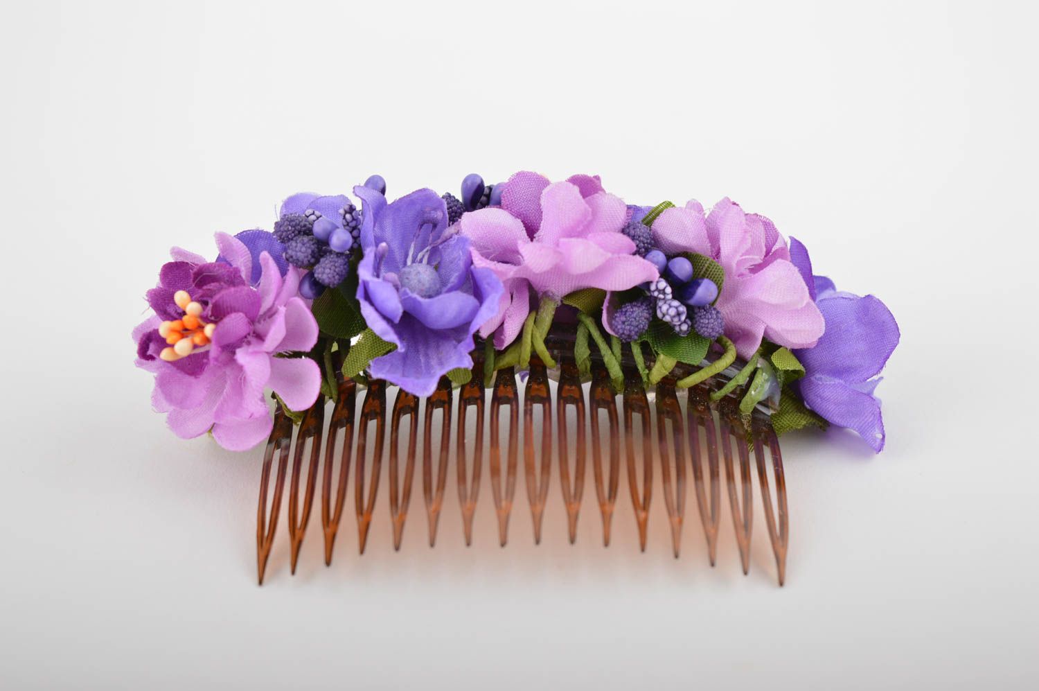 Peigne cheveux fait main Accessoire cheveux plastique fleurs Cadeau femme photo 5