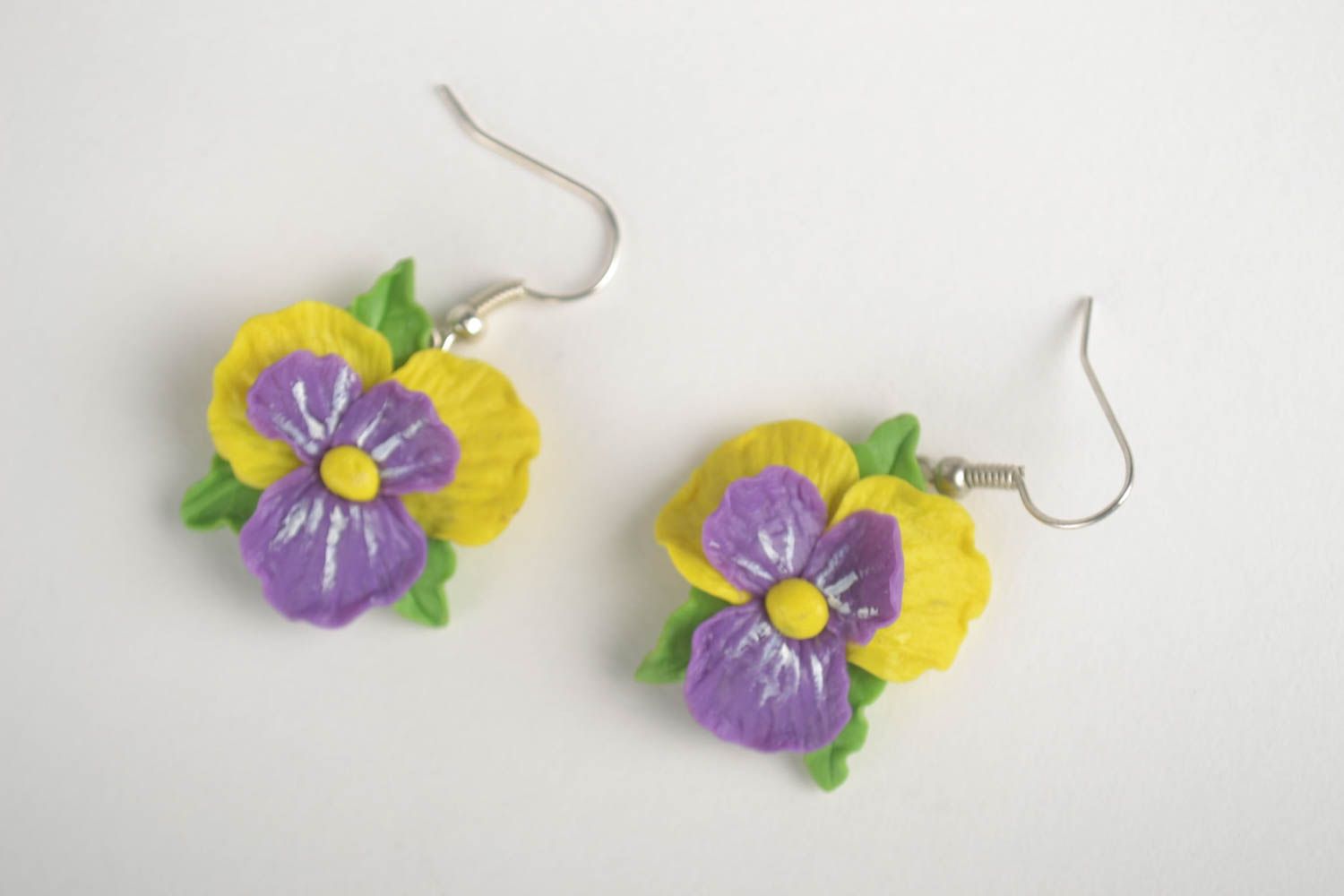 Handmade violette Blumen Ohrringe Designer Schmuck Accessoires für Frauen foto 2