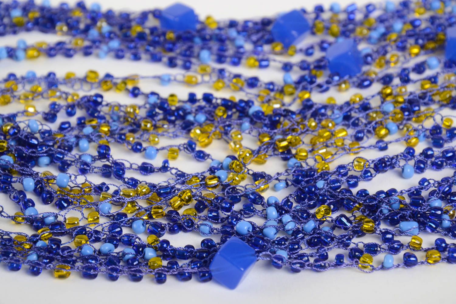 Handmade stylish beaded necklace unusual elegant necklace blue jewelry photo 5