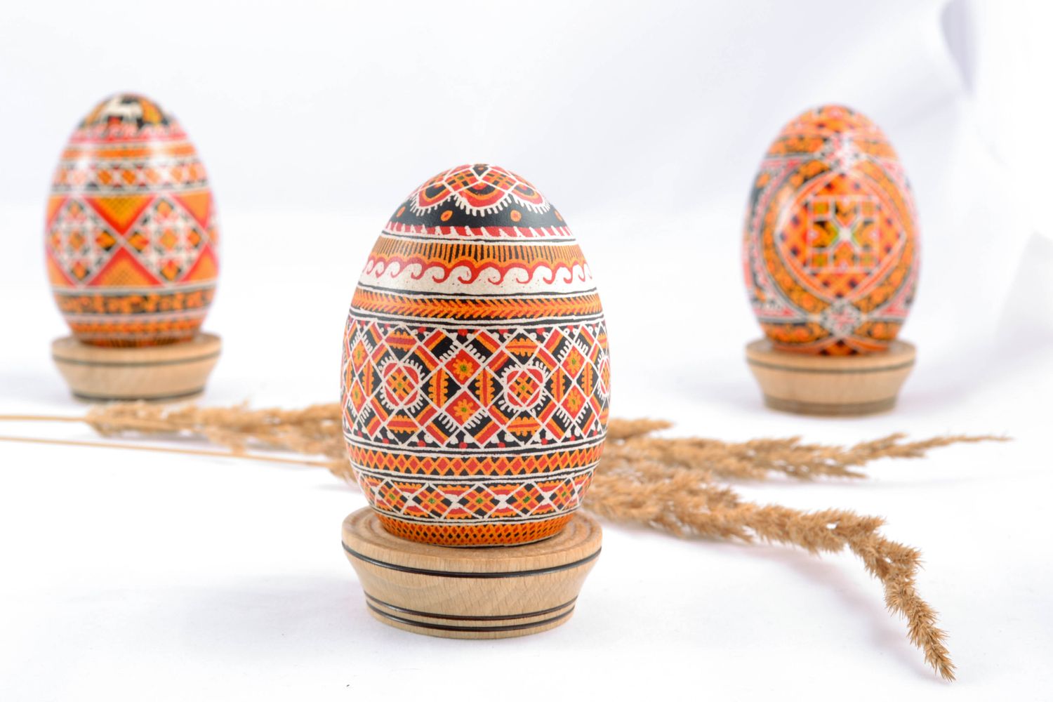 Handmade painted Easter egg with patterns photo 1